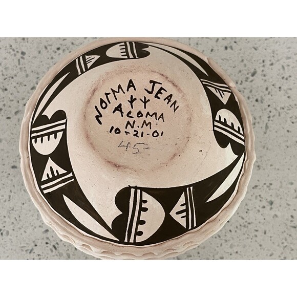 Norma Jean Ortiz Acoma N.M. Native Am Bowl Pottery New Mexico Signed Vintage - Picture 9 of 9